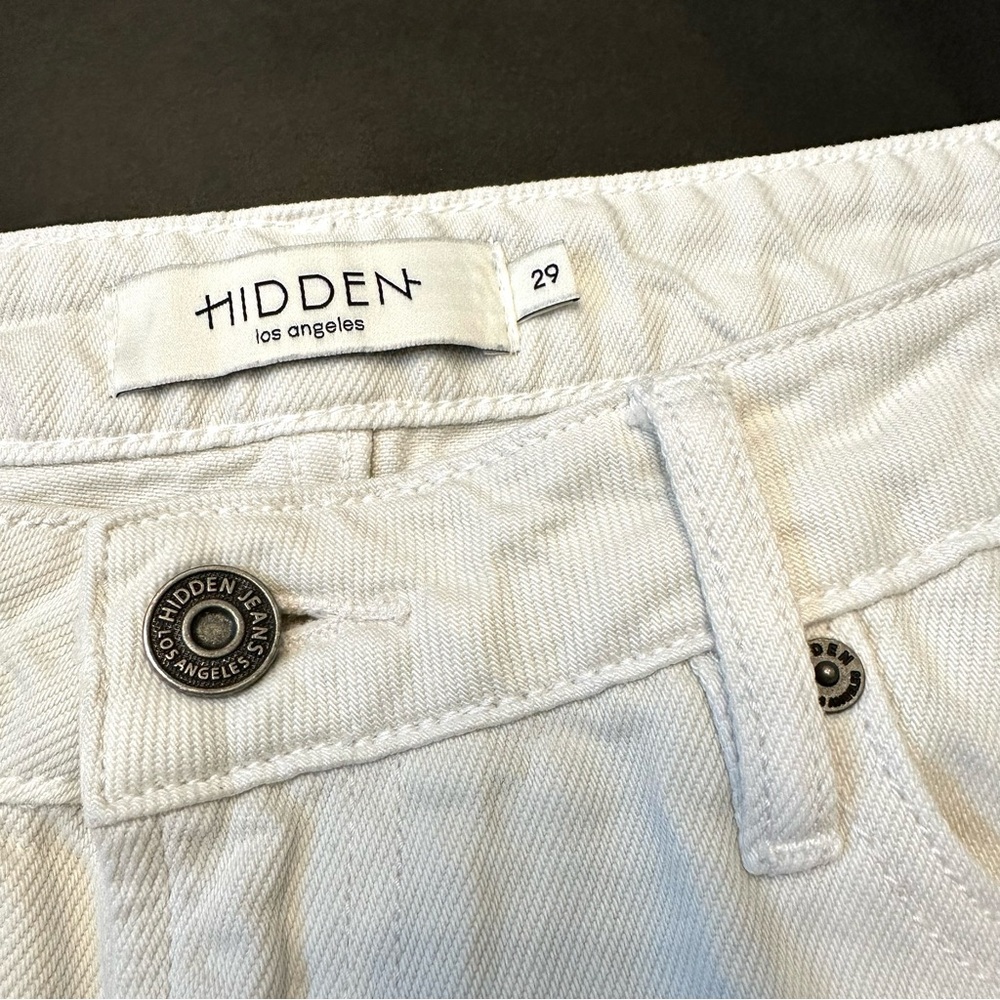 Hidden Jeans Los Angeles White Cropped Wide Leg Raw Hem Denim Size 29 - Picture 3 of 7